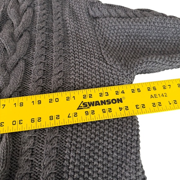 QUINCE Organic Cotton Cable Knit Cardigan Charcoal Chunky Classic Women's S - Picture 9 of 9